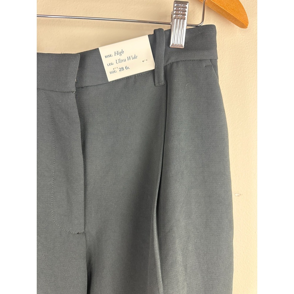 NEW Abercrombie & Fitch High Rise Pleated Ultra Wide Leg Trouser Black 28 6L - Picture 7 of 16
